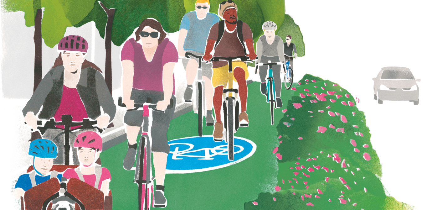 Illustration geschützer Radfahrstreifen Illustration geschützer Radfahrstreifen